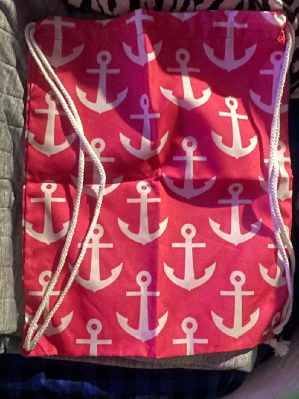 Simply Southern Pink Anchor Drawstring Backpack AND matching Tote Bag BOTH NWT